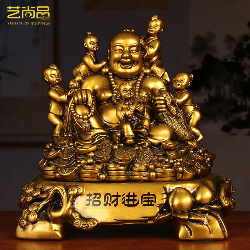 五子弥勒佛笑佛摆件大肚佛佛像家用供奉五童子笑面佛客厅佛堂装饰