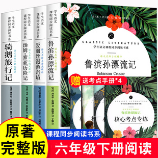 赠考点手册 鲁滨孙漂流记爱丽丝漫游奇境汤姆亚索历险记骑鹅旅行记鲁滨逊语文教材配套阅读青少年六年级下册中小学生6年级必读