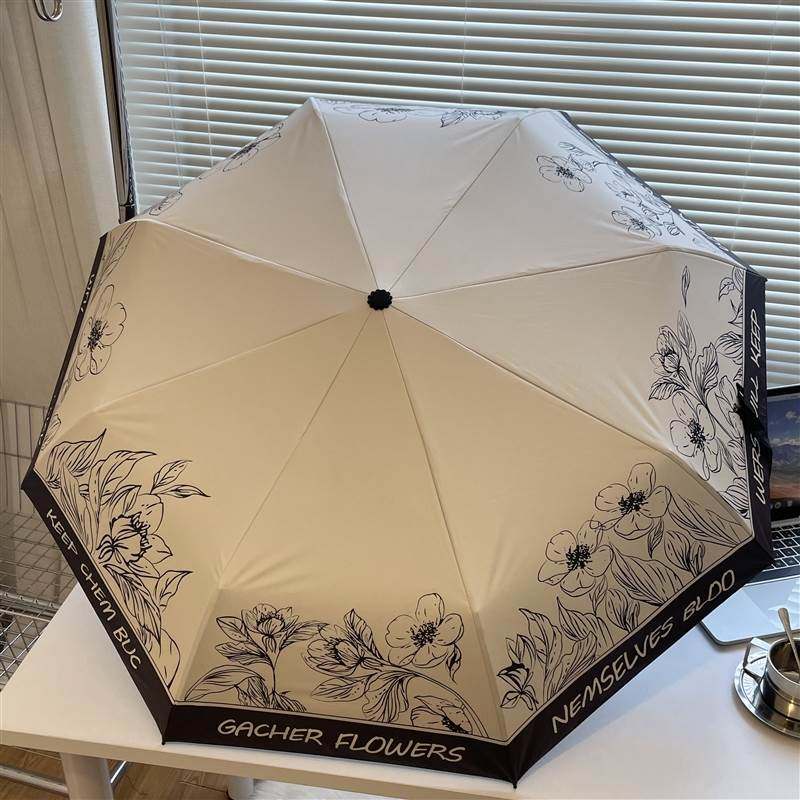 法式手绘花雨伞晴雨两用高级感浪漫自动防晒遮阳印花太阳伞_虎窝淘