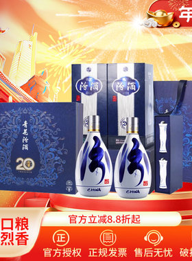 汾酒杏花村 53度汾酒青花20 皮质礼盒装白酒纯粮酿造500mL*2瓶