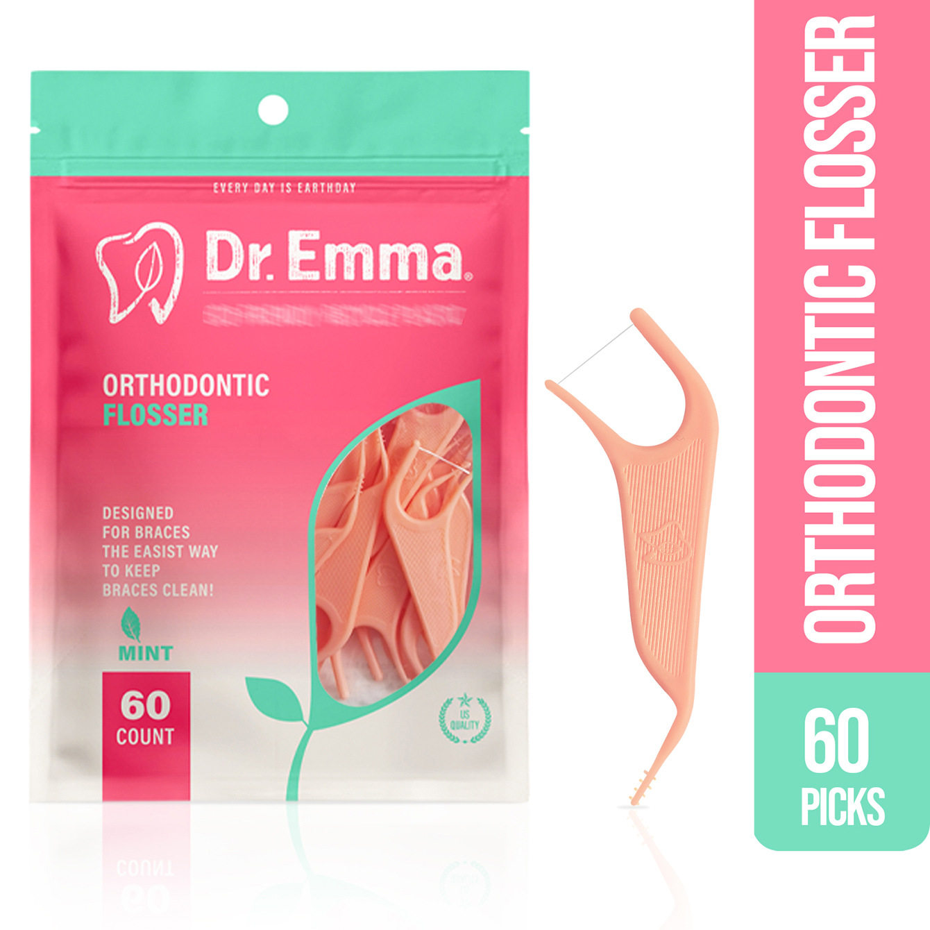 60 bags of orthodontic dental floss packaging, toothpicks,