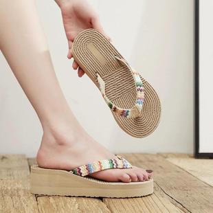 2025 PP grass imitation grass woven flip flops women's summe