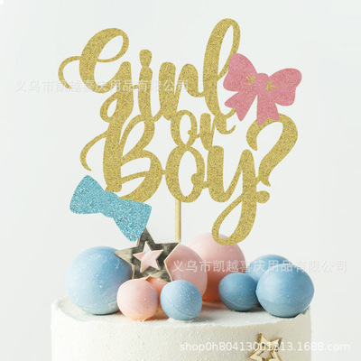 Boy or girl bow tie cake topper baby gender reveal theme pa