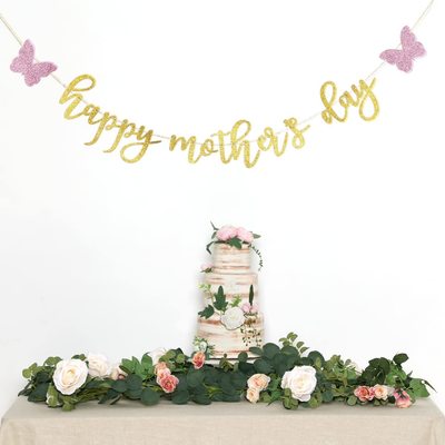 Happy Mother's Day Banner Set with Golden Onion Sparkling P