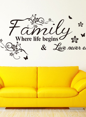 New Family English Proverbs Flower Vine Sofa Bedroom Backgr