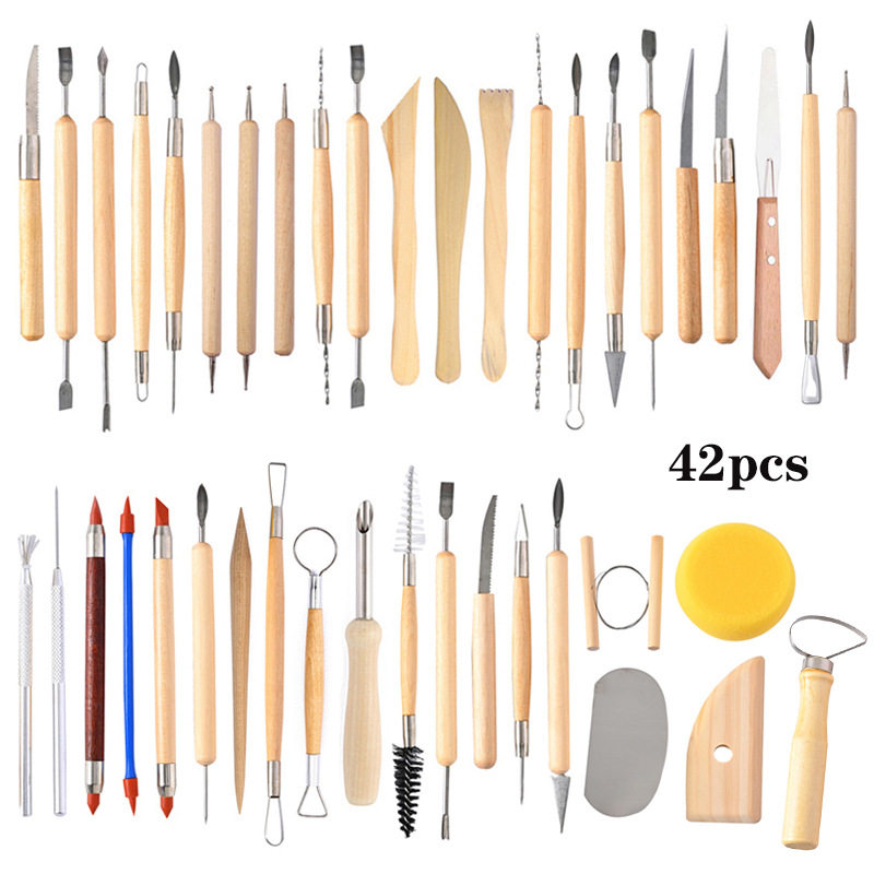 42 piece set of ceramic tools, soft ceramic stone carving t