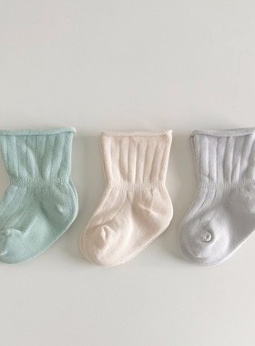 Newborn baby socks in autumn and winter, cotton, loose mout