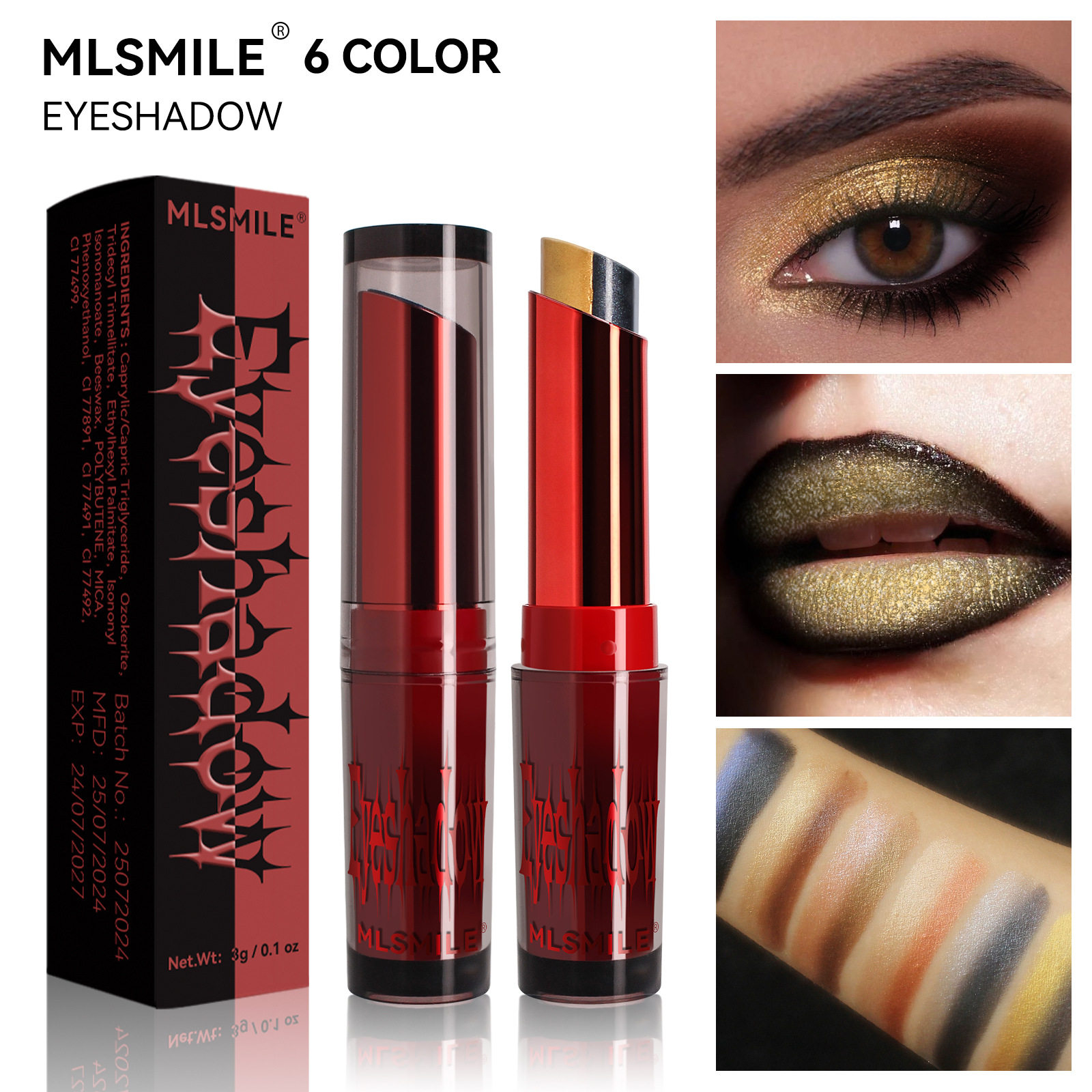 MLSMILE 6 color gradient two color eye shadow stick Hallowe