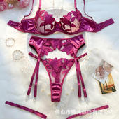 bra design set purple Fashionable embroidery with flower