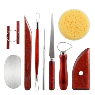 9-piece set of ceramic tools imitating rosewood clay sculpt