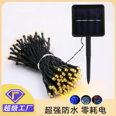 Solar LED light string 10 meters, 100 lights, 8 functions,