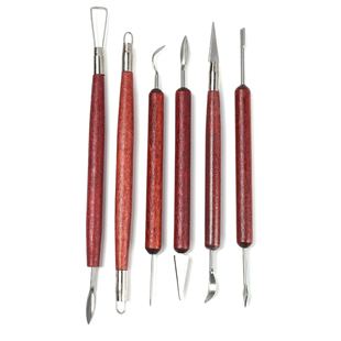 6-piece set of ceramic tools, red wooden double headed radi