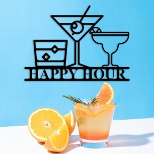 Happy Hour Logo Bar Logo Home Bar Metal Bar Wall Decoration