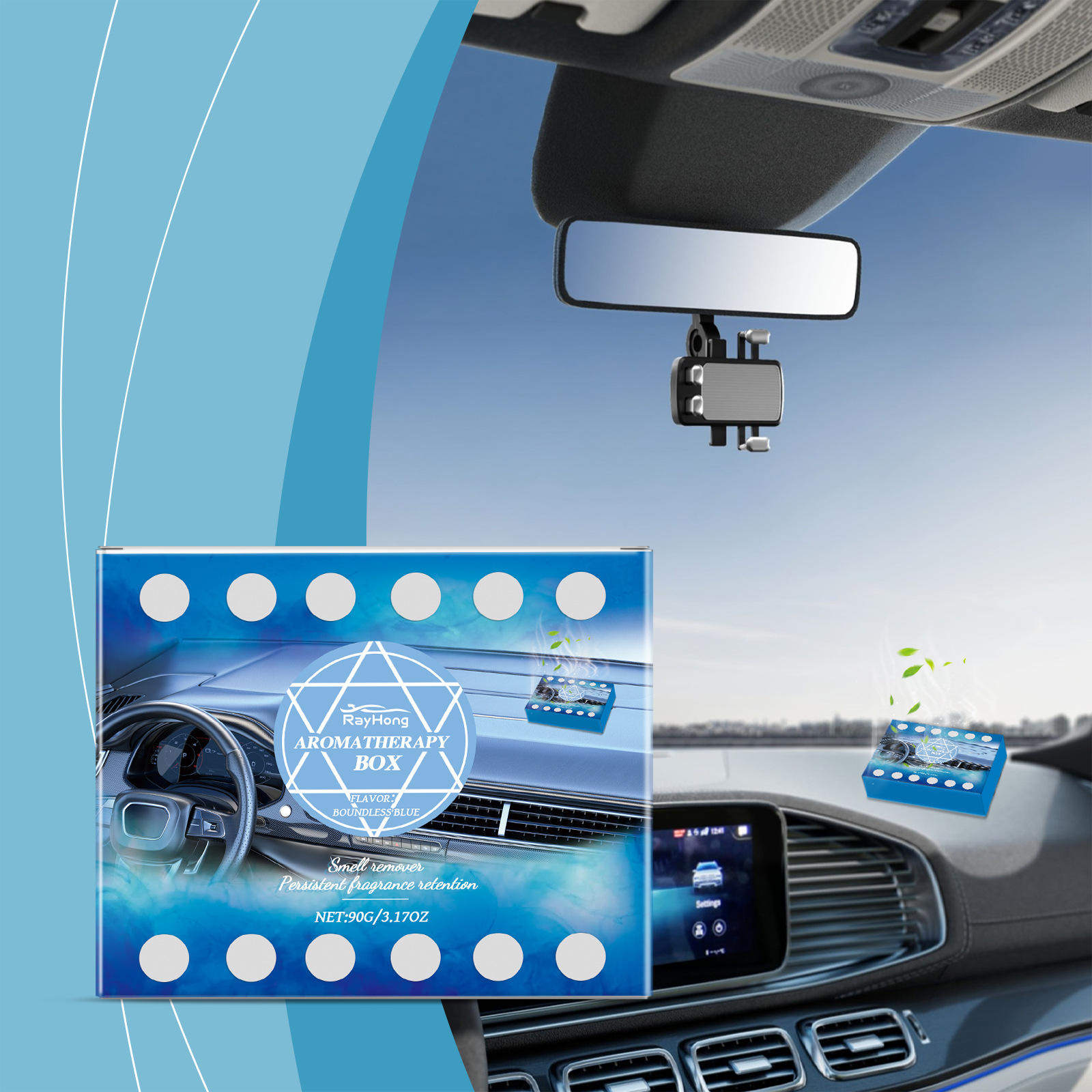 RAYHONG Car Blue Aromatherapy 24-hour Long lasting Purifyin