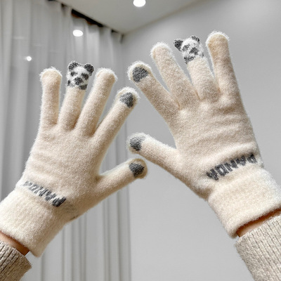 Riding a bike, imitating rabbit fur, plush women's winter g