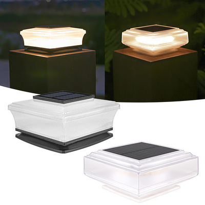 Solar powered square pillar headlights for outdoor courtyar