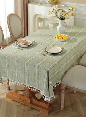 Nordic tablecloth cotton linen checkered coffee table cloth