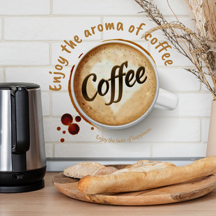Cup Wall Kitchen Wate Room Coffee Living MS3159 Stickers