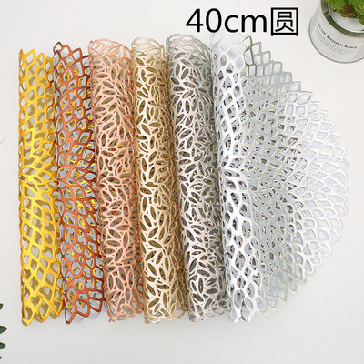 Hollow out hibiscus flower shaped PVC hot stamping dining m