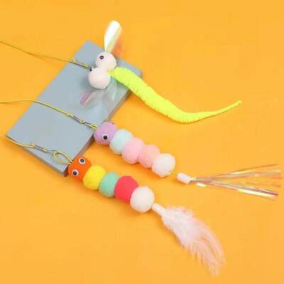 Cat toy stick hanging door pet cat felt toy extendable catn