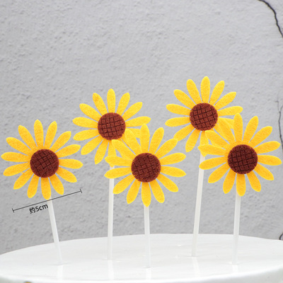 Sunflower cake decoration card, sunflower birthday cake car
