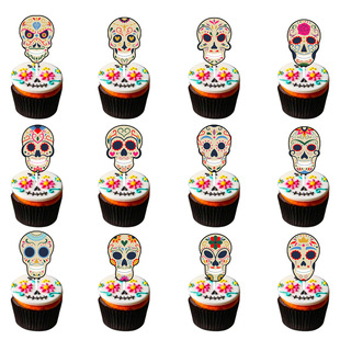 Day of the Dead Decorate Skull Paper Cups with Flags, Mexic