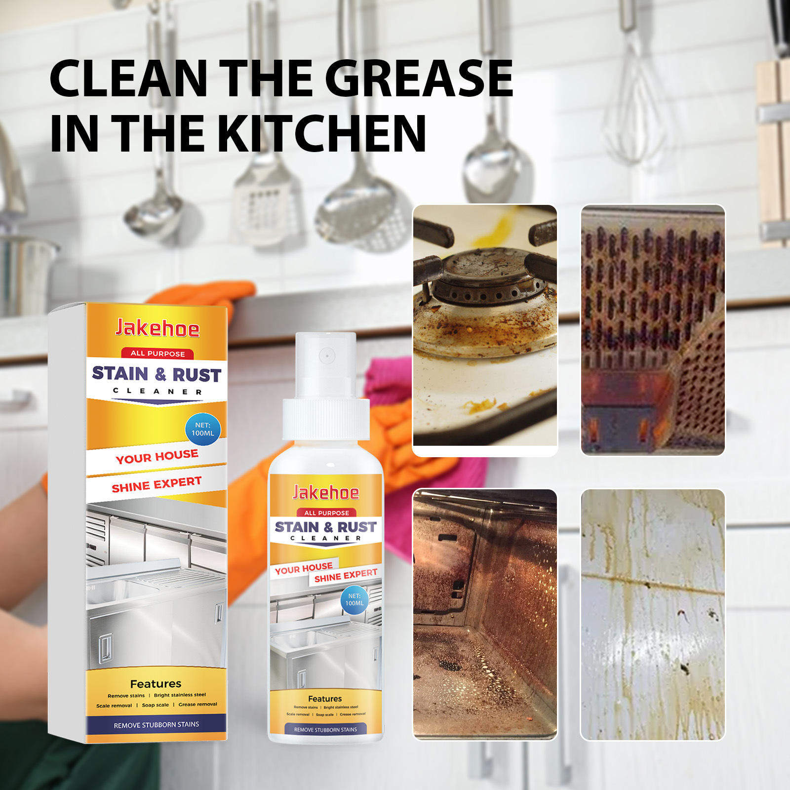 Jakehoe cleaner for cleaning kitchenware, cookware, kitchen