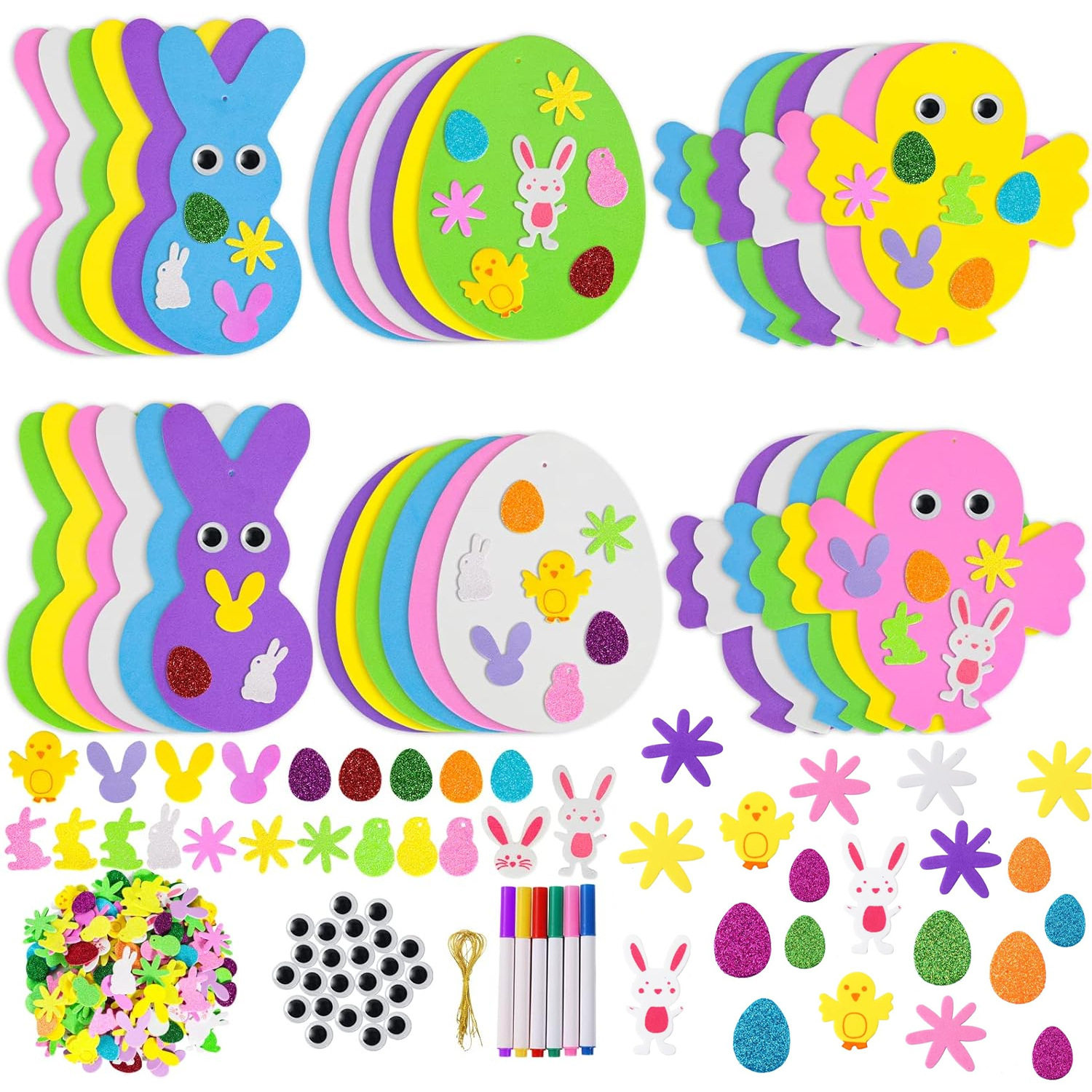 Easter foam Sticker Set DIY Egg Rabbit Chicken Easter Decor