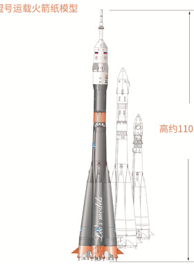 Paper Model 1: 48 Russian Soyuz Launch Vehicle, Approximate