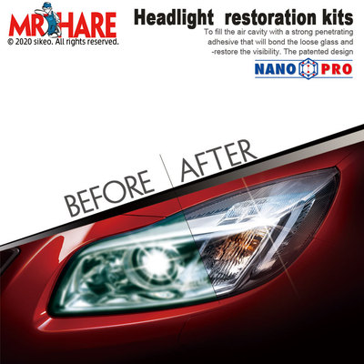 Car headlight repair fluid, headlight cleaning and refurbis