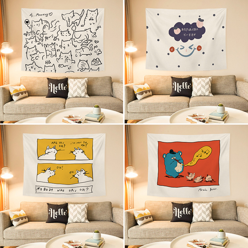 Cartoon background, fabric, hanging fabric, living room, be