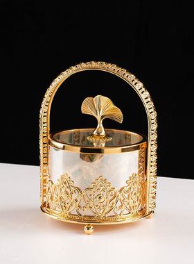 Light luxury carved flower hand-held snack can, crystal gla