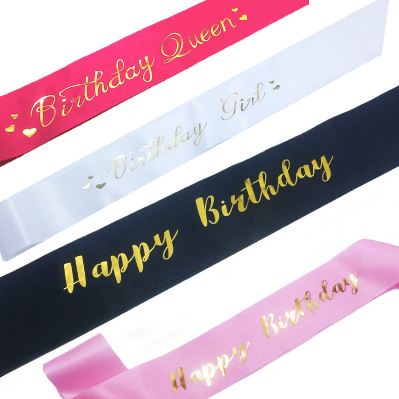 Birthday shoulder strap with gold lettering, Birthday girl/