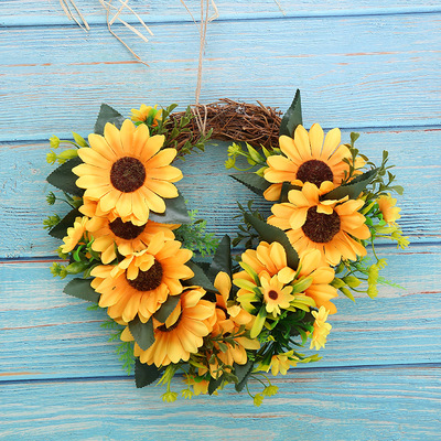 Simulated Sunflower Wreath Door Decoration Sunflower Fake F