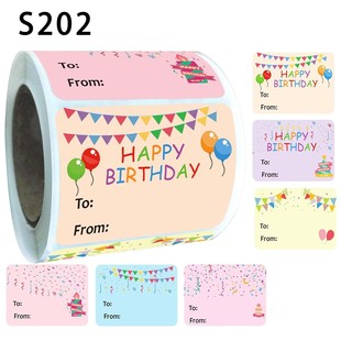 200 stickers/roll Happy Birthday stickers, office stationer