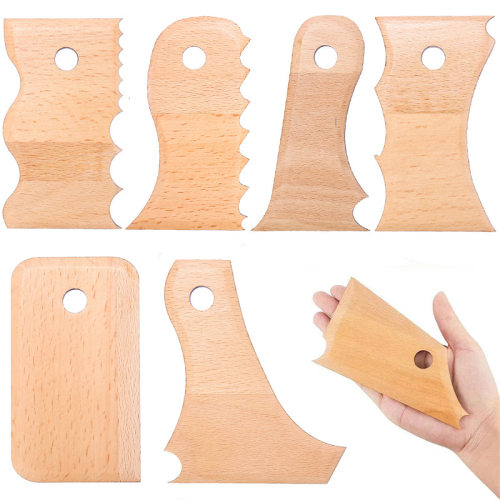 7-piece set of pottery tools, wooden skeleton knife, potter