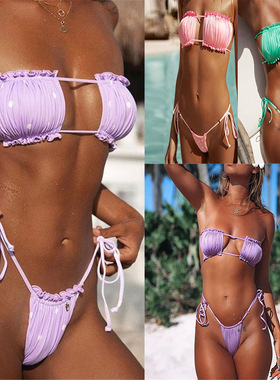 Swimsuit strapless bikini polka dot tie split women's swims