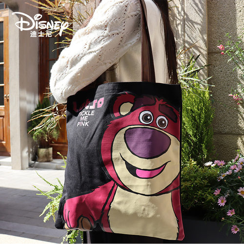 Disney Strawberry Bear Canvas Bag for Women, Large Capacity