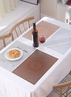 PVC hot stamping dining table mat rectangular hollow center