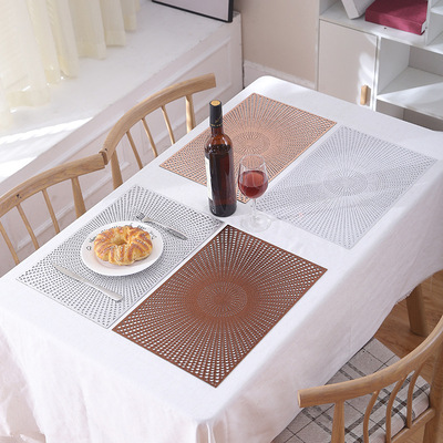PVC hot stamping dining table mat rectangular hollow center