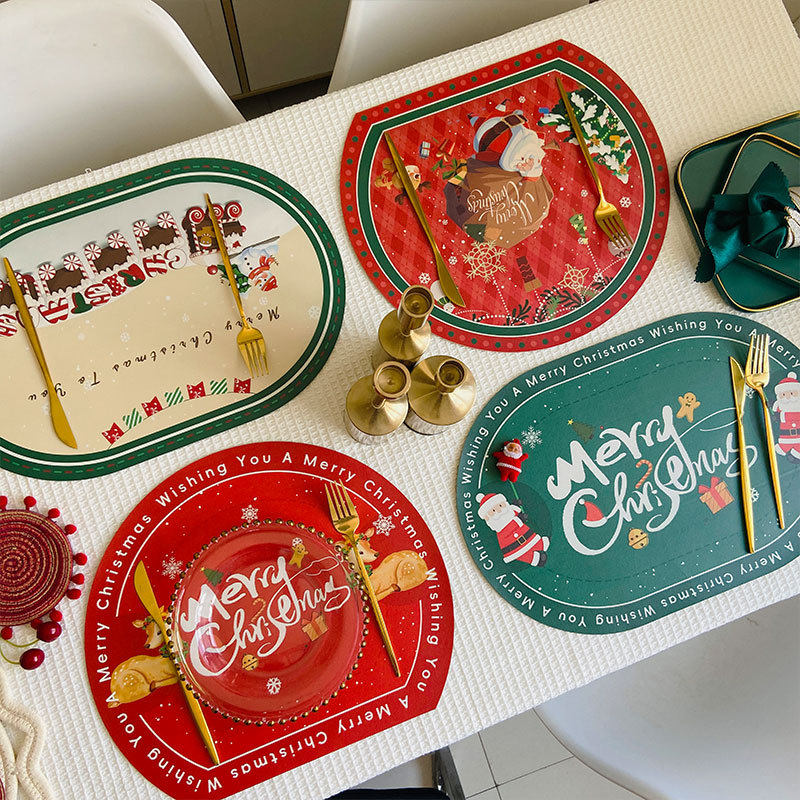 Christmas placemats, leather holiday insulation mats, print