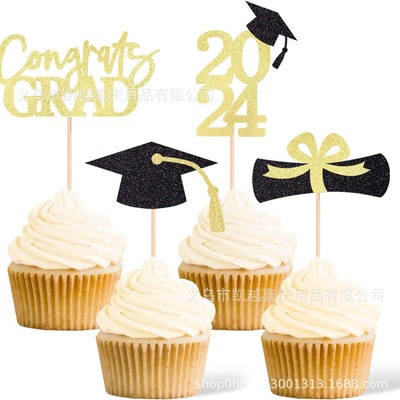 2024 Graduation Cupcake Plaque Decoration Selection Top Hat