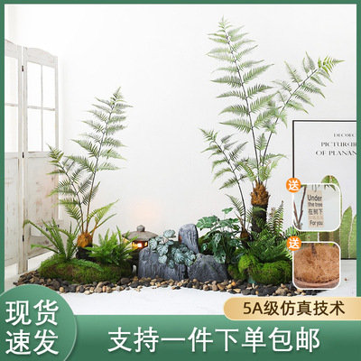 Nordic style tropical green plant simulation, golden fern,