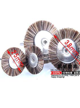 马毛刷打磨头马鬃毛迷你抛光轮 马尾毛红木根浮雕刻上蜡抛光3mm柄