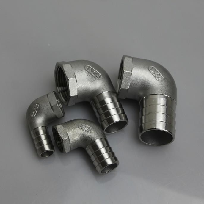 4分304不锈钢内丝宝塔弯头90度直接弯内牙格林皮管插竹节软管