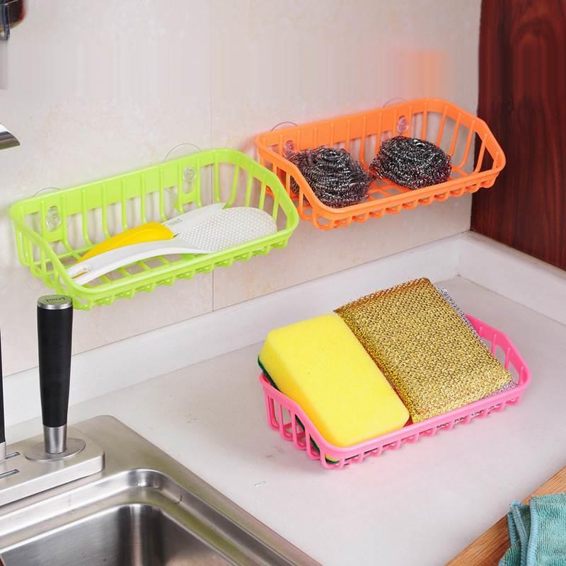 家用厨房置物架洗碗刷收纳盒海绵沥水架水槽篮水池钢丝球抹布架