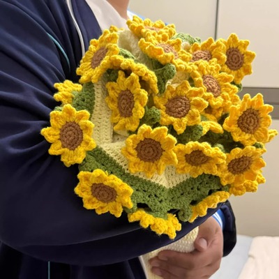向日葵花束毯子手工编织diy材料