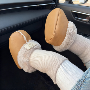 加绒加厚保暖脚套防掉 6到12个月新生冬季 皮毛一体婴儿棉鞋 步前鞋