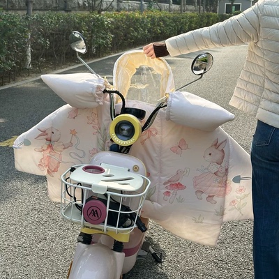 电动车亲子挡风被带小孩加大加厚冬季加绒防风防寒保暖全包一体式