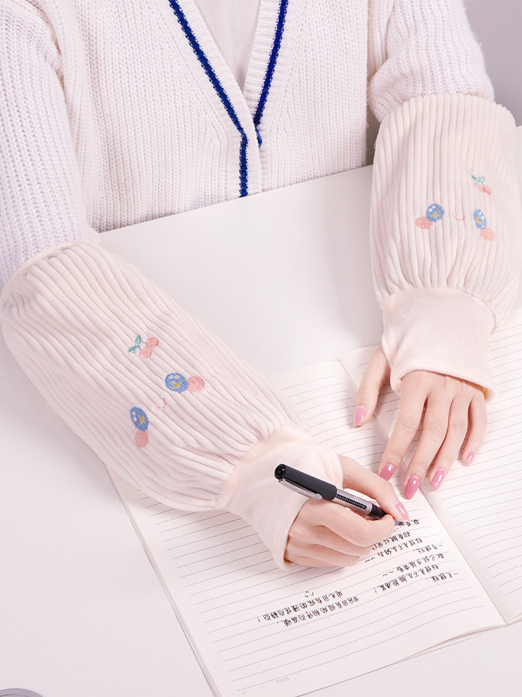 秋冬护袖女套袖成人手套袖套二合一长款学生工作短款防污韩版可爱